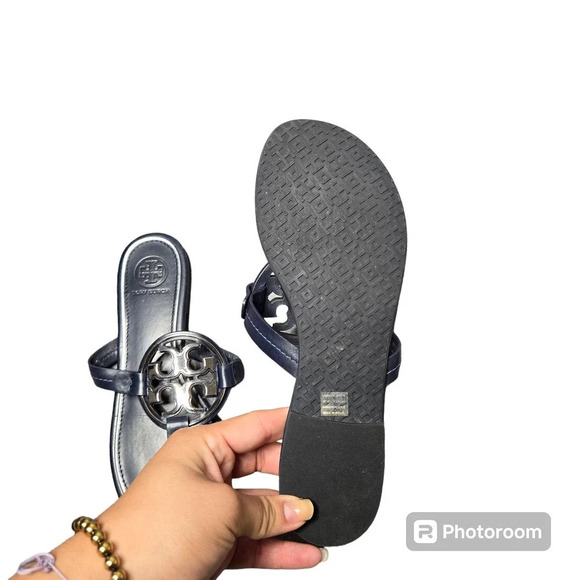 Tory Burch Miller Perfect Navy/ Silver Sandals Size: 6 - Picture 5 of 6